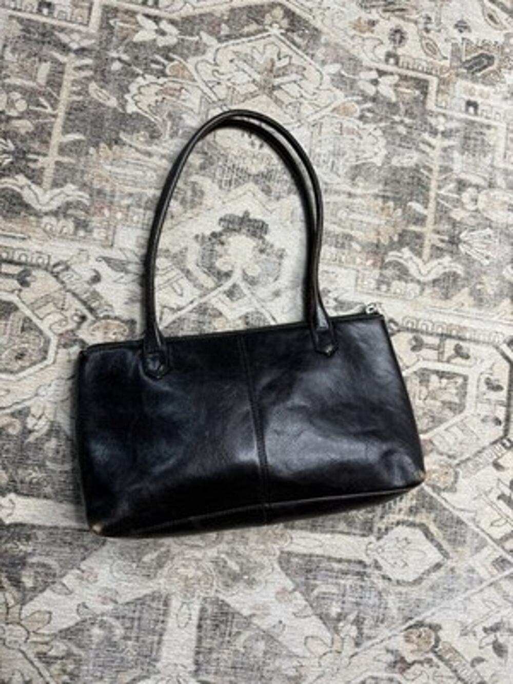 Hobo International Vintage 90s Minimalist Black Leather Double Strap Handbag